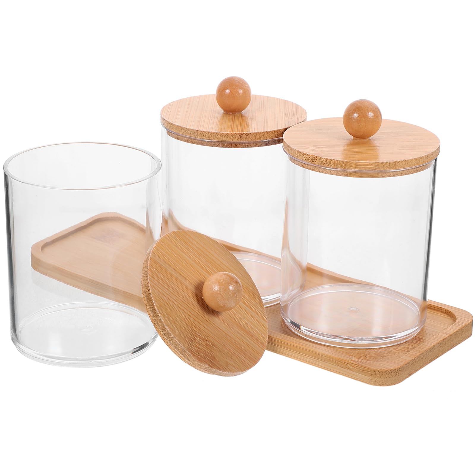 Amosfun 3 Sätze Make-up- Schminktisch Kommode Wattepaddosen Für Wattebällchen Multifunktionale Badezimmer-waschtisch-organizer Wattepads P.s