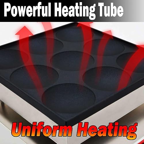 Miniatura 5 de Máquina para hacer panqueques eléctrica comercial con 9 agujeros de 3.15 pulgadas, para panqueques holandeses, panadero, waffle, muffins, dorayaki,