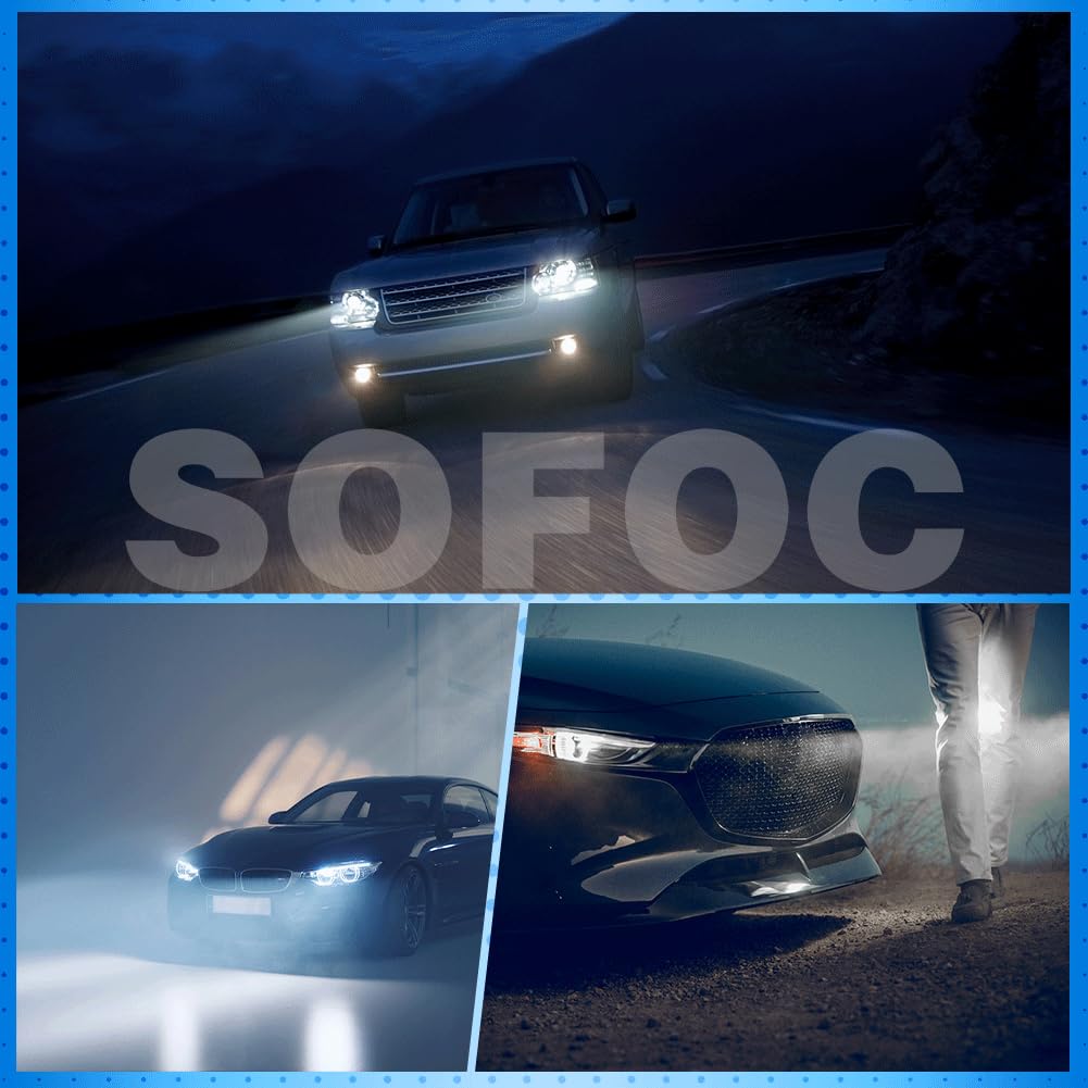 SOFOC H15 Ampoule 12V 715 Phare Feu de Jour 55W/15W 64176 PGJ23t-1 Blanc DRL Rapprochée/Route 3 Broches Plug & Play 2pcs