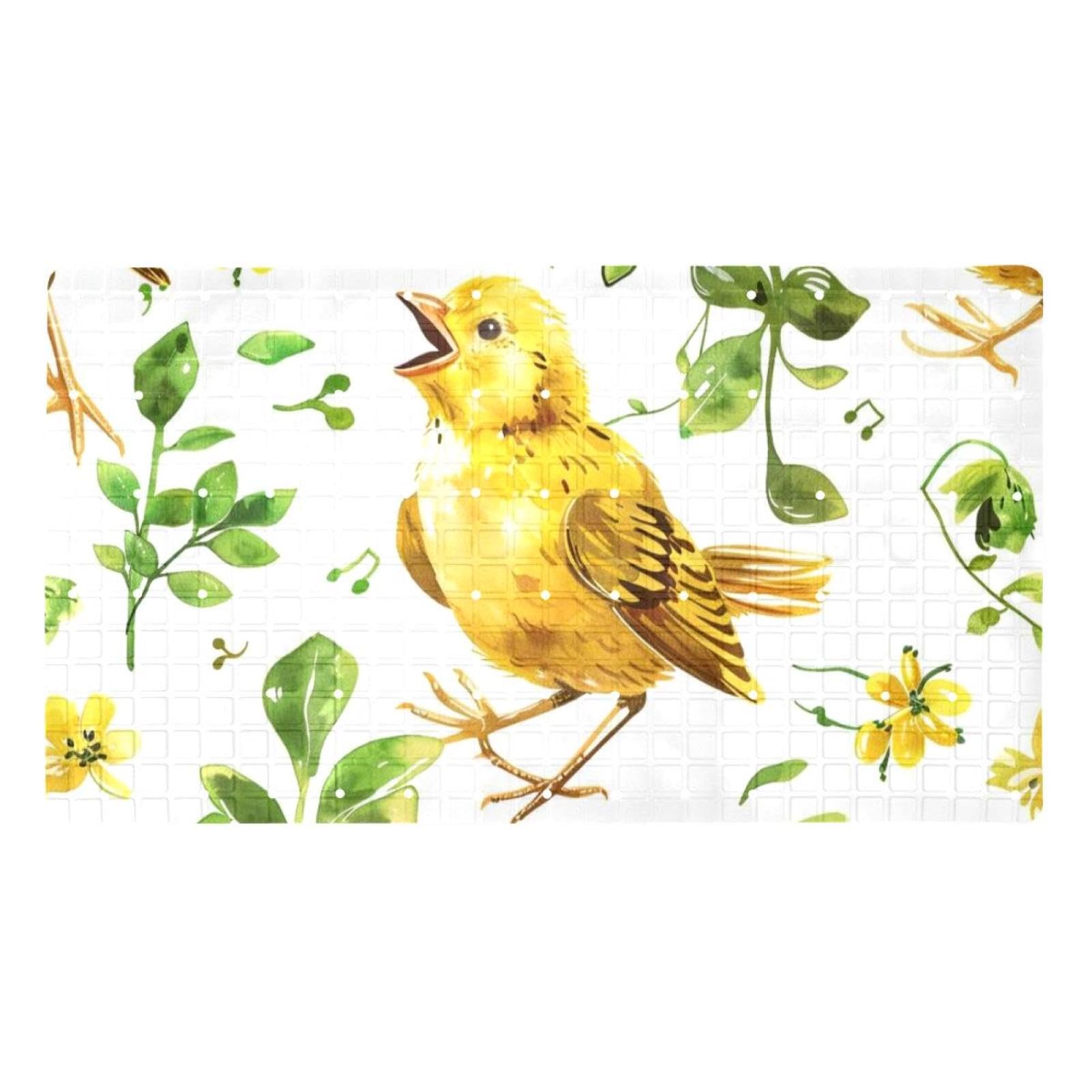 Tapis de bain antidérapant séchage rapide Singing Chick grand tapis de douche lavable