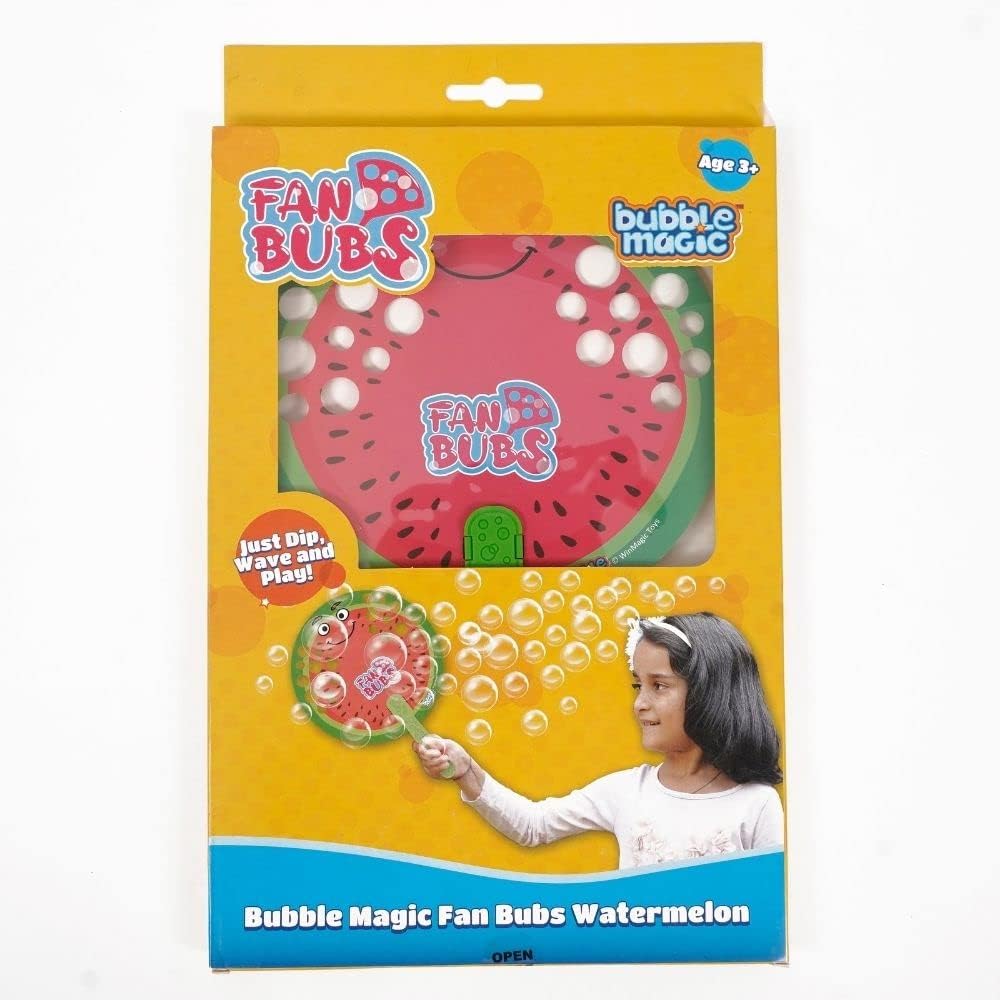 Fan Bubs Watermelon, Bubble Solution with Hand Fan for The Kids 3 Years and Above, Multicolor, (FB50007)