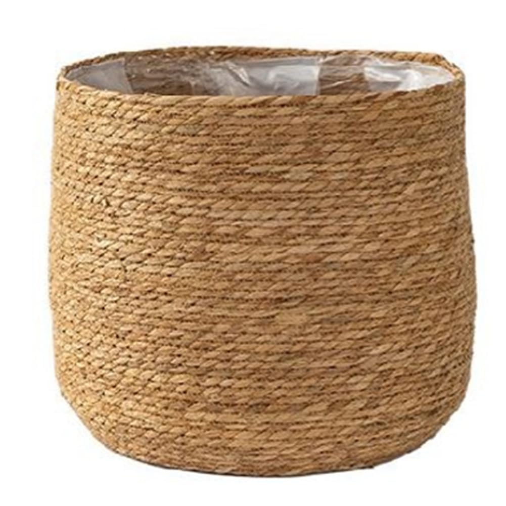 MANGGUO Seagrass Flower Pot - Woven Plant Pot - Decorative Plant Basket with Plastic Film Insert in Boho Style (38 x 38 cm)