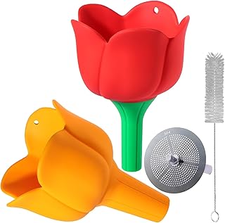 Kitchen Funnel Set，Silcone Rose Funnel Set-Small Funnel and Large Funnel with Wide Mouth for Jars, Bottles, and Liquid Tra...
