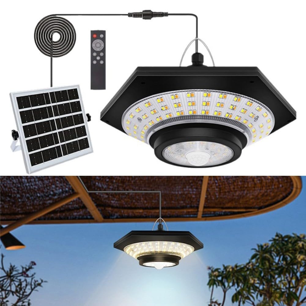 Luce solare della tettoia 1000LM con telecomando ed il sensore di movimento, modi multipli per illuminazione esterna su misura, IP65 resistente alle intemperie