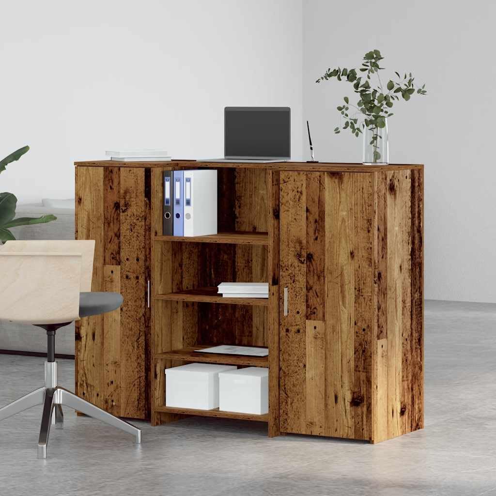 Bancone da ricevimento, effetto legno anticato, 135 x 50 x 103,5 cm, per ufficio, scrivania, PC, scaffale, cassetto, segretario, scrivania ergonomica, per ufficio, camera