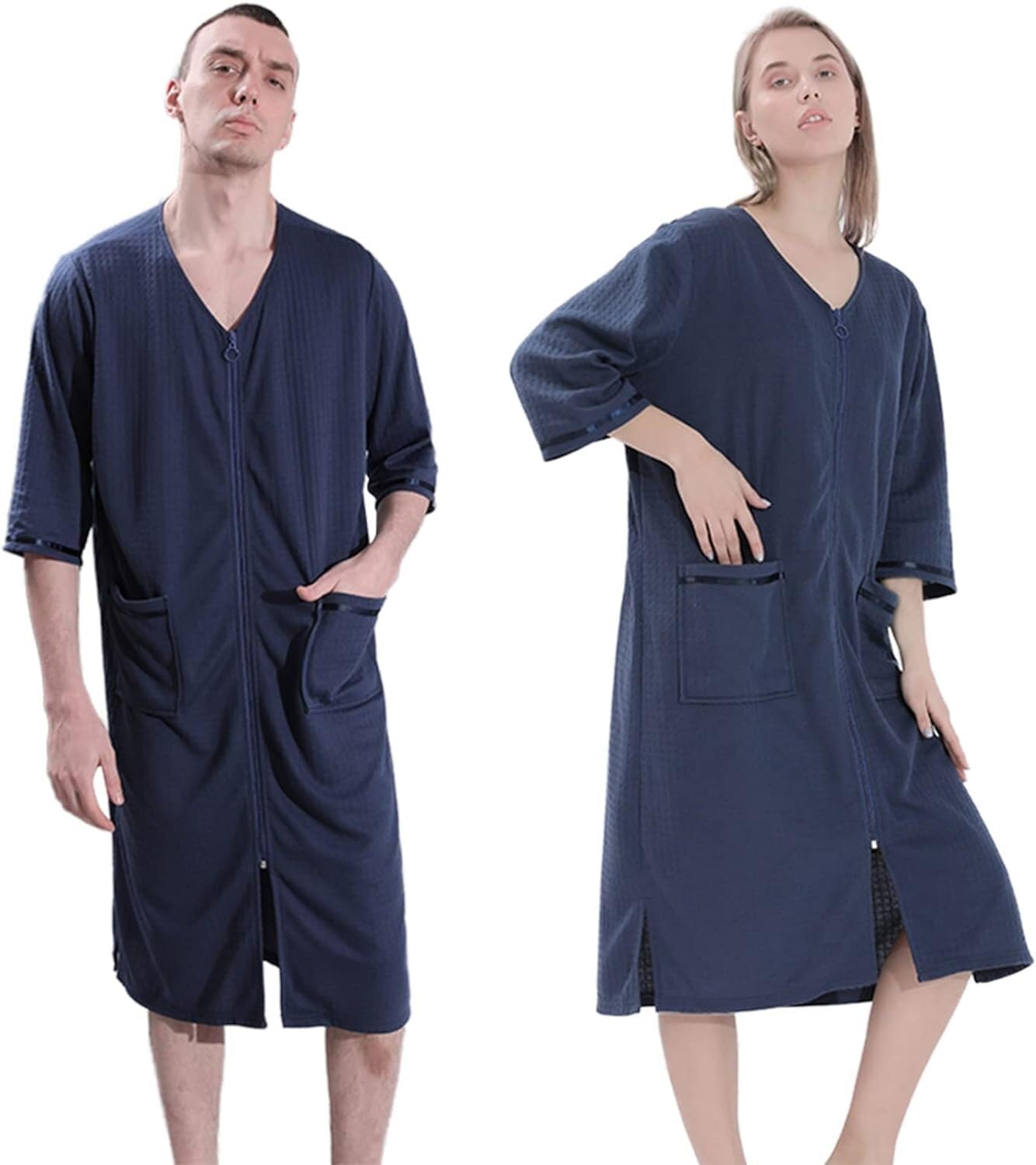 Albornoz Para Viajes Piscina Pareja Pijamas Camisones Bata Hombres Mujeres Suave Camisón Albornoz Con Cremallera Suelta Ropa De Dormir
