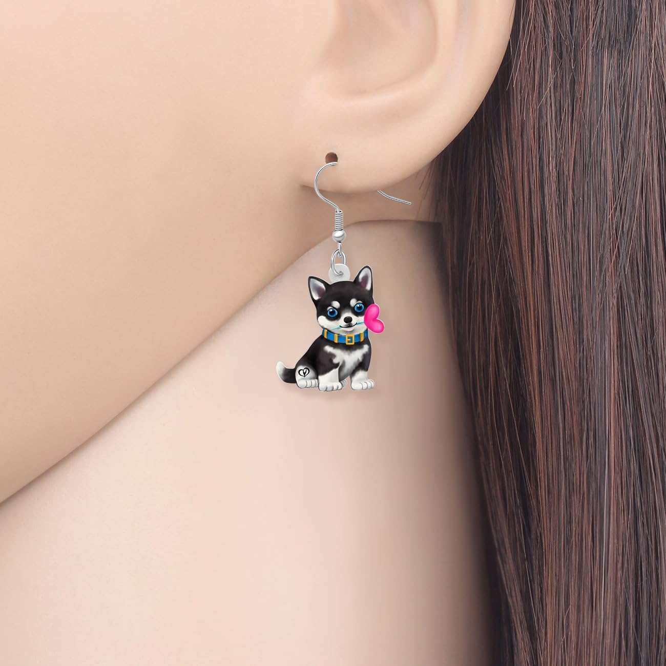 NEWEI Acrylic Cute Basket Dog Earrings Drop Dangle Fashion Animal Jewelry For Women Gifts Charms image 2