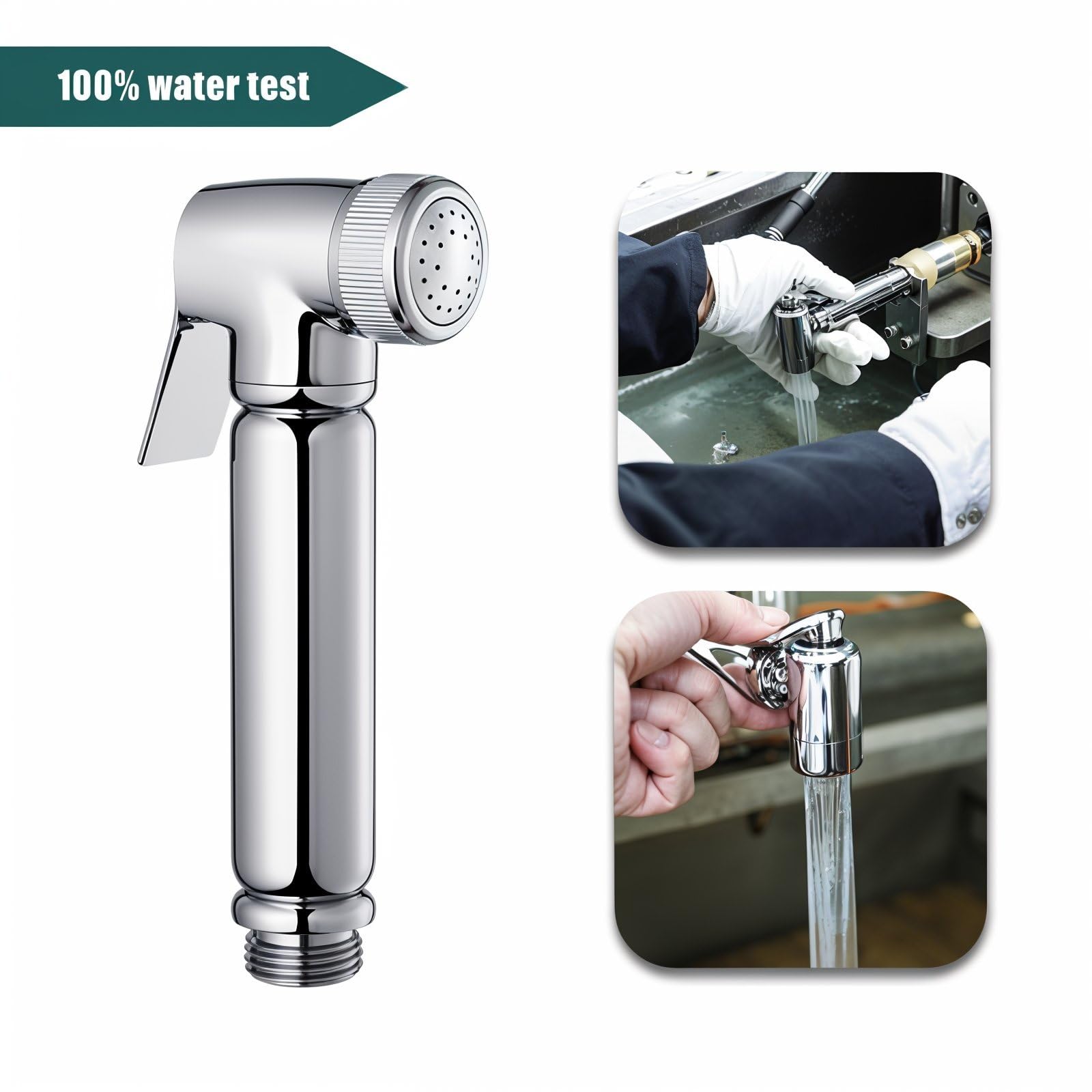 Douchette WC Design en Laiton Massif Chromé – Commande à Bouton-Poussoir, Sans Tuyau ni Support, Raccord G1/2”, Finition Brillante, Qualité Italienne Premium