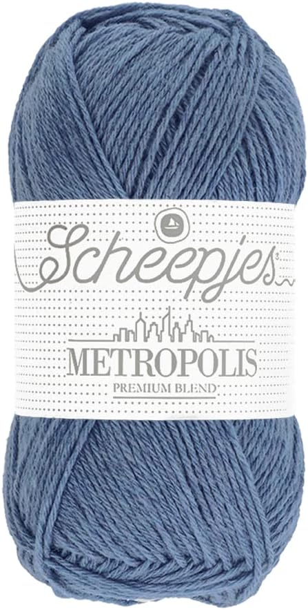 Scheepjes Metropolis Yarn, 1 Skein (50 g), Color 004 Kabul Blue, Wool/Nylon Blend, Approx. 3 mm (0.12 in)