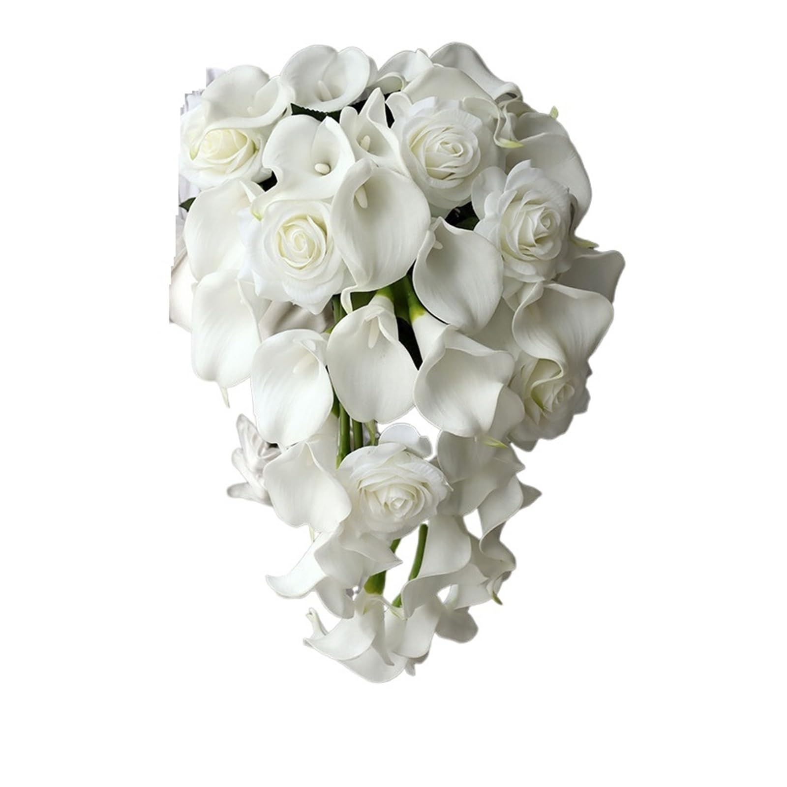 NDLHXKFRP Wedding bouquets for brides and bridesmaids, Artificial White Calla Lily Rose Wedding Bouquet Water Drops(Color 1)