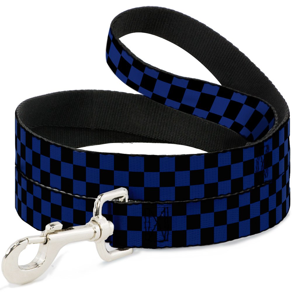 Laisse pour animal de compagnie à damier bleu et noir pour vos promenades en ville