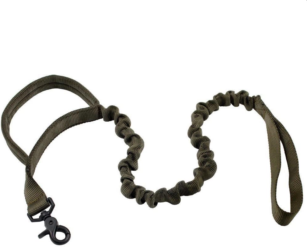 REEBOW GEAR Tactical Hunting Retractable Dog Leash Short Nylon Bungee Traffic Lead for Large Dogs Ranger Green