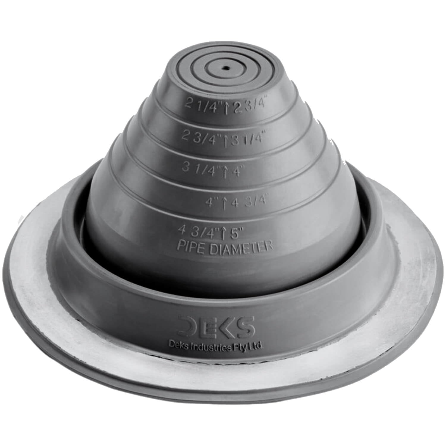 DEKS #3 (1/4" - 5") Gray Round HIGH Temp Silicone Flexible Pipe Flashing Dektite: Metal Roof Jack Pipe Boot - Metal Roofing Pipe Flashing (DF203G)