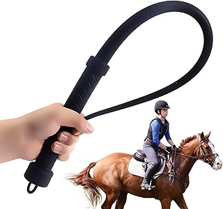 Craveau d'équitation, 24 Pouces Silicone Whip Riding Crop pour Chevaux, Whip Black Horse Whip, Crop pour l'équitation pour l'entraînement Quotidien, Les Accessoires de Course Doux