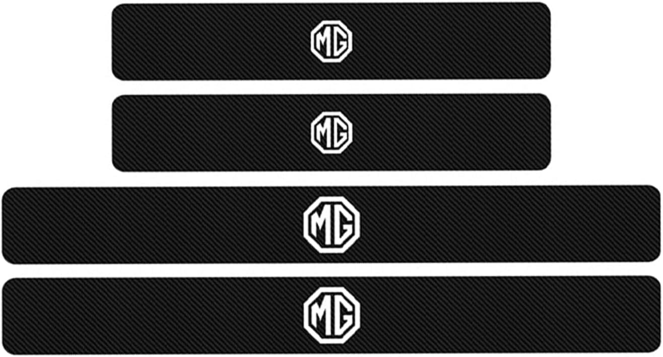 4 Pcs Car Door Sill Protector,For MG ZS EV HS GT MG4 3 5 6 7 RX5 RX8 Scuff Guard Car Door Threshold Pedal Decoration Non-slip Accessories,A-Bianco normal A-Bianco
