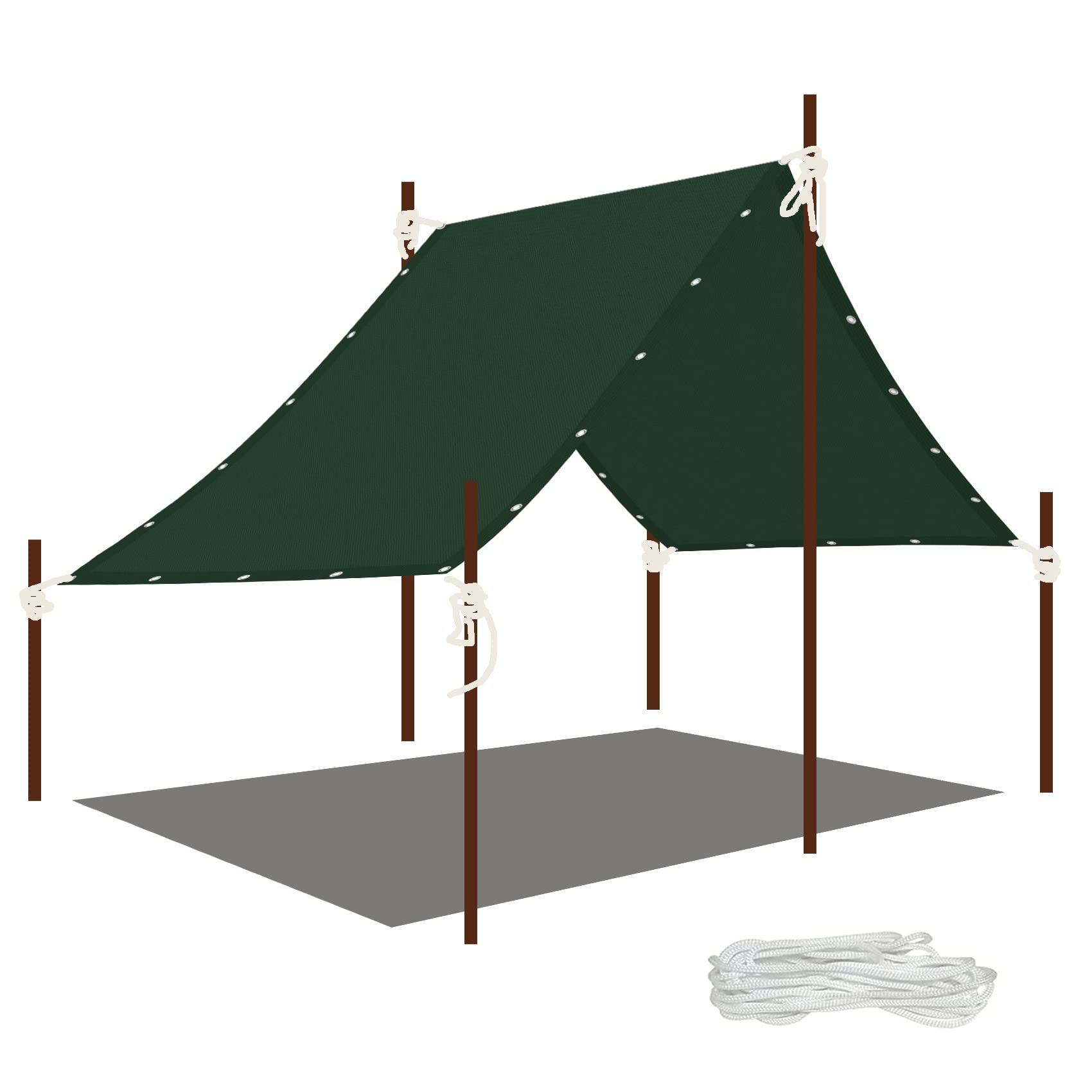 Voile d'ombrage rectangulaire 2x6m imperméable en polyester de qualité