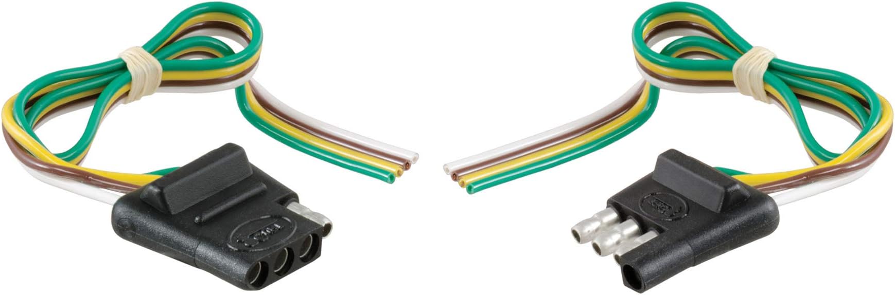 CURT 58304 4ピン フラットワイヤハーネス 12インチ 車両側とトレーラー側ワイヤー