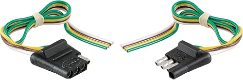 CURT 58304 Arnés de cableado plano de 4 pines, cables laterales del vehículo y del lado del remolque de 12 pulgadas