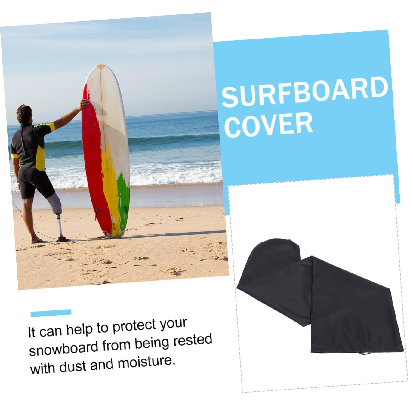 KOMBIUDA Funda Protectora para Tabla De Surf Bolsa para Guardar Tablas De Surf Lona Protectora Exterior Negra Ligera
