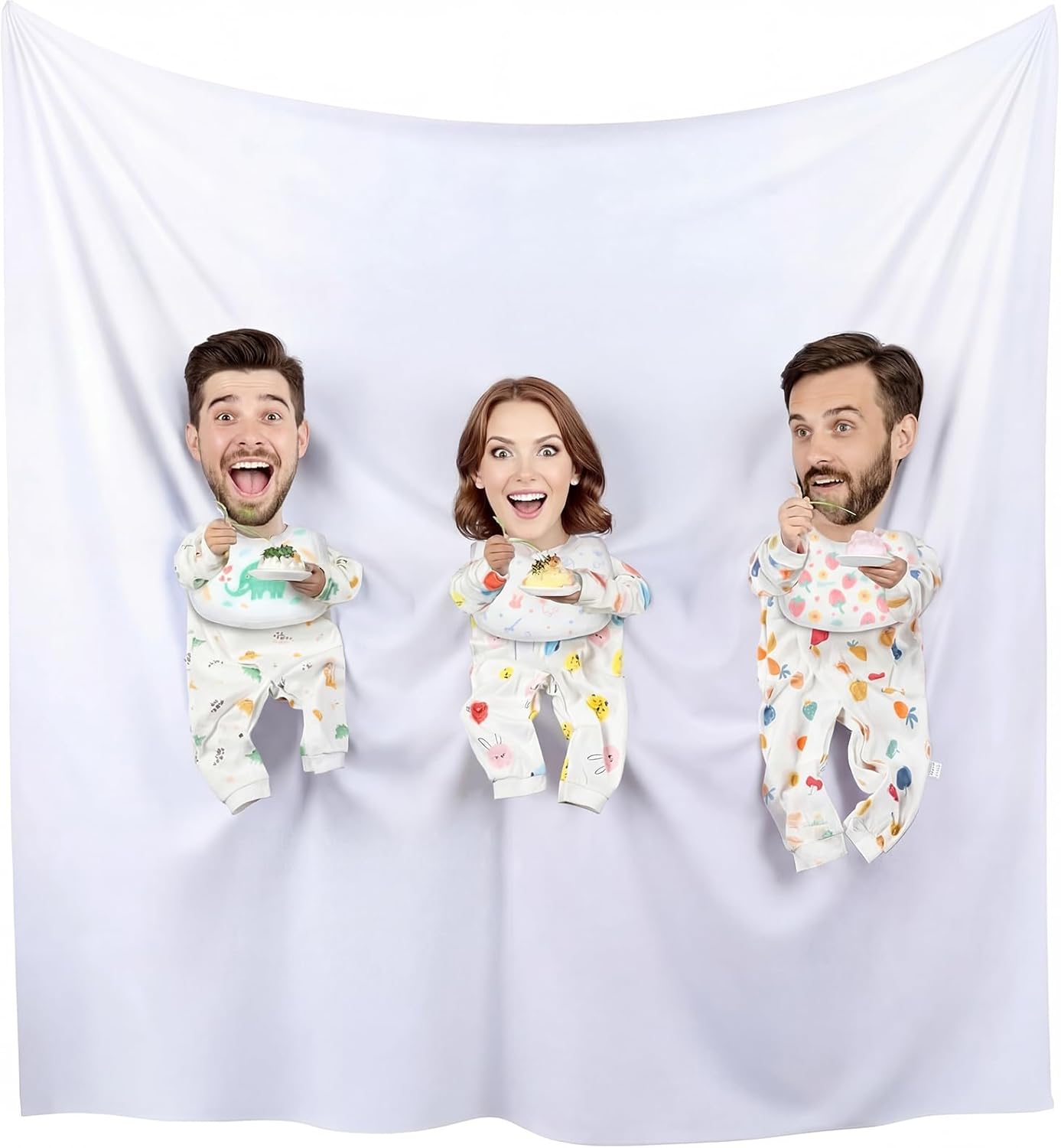 7 Pcs Baby Shower Games Feed Me Baby Shower Games Decor Include 3 Funny Blind Feeding Costume 3 Bib 1 Bed Sheet for Gender Reveal Party Supplies Bridal Gender Reveal Game Party Favors