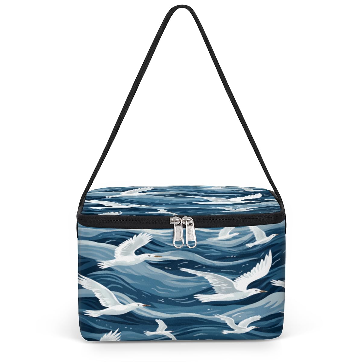 White Seagull Lunch Bags for Women Men 9 Cans, Hot & Cold Food Delivery Bag Insulated Grocery Bag Insulated Lunch Box Ocean Cooler Bag for Office Work Picnic Beach