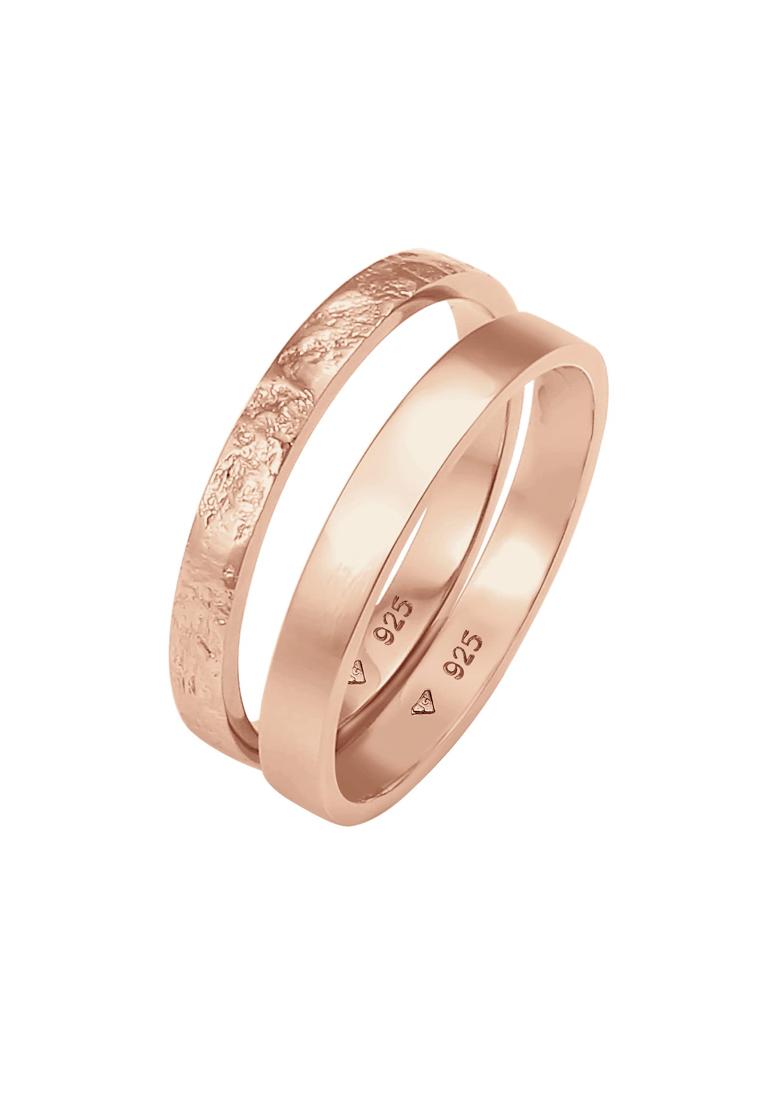 Elli Ring Damen Set Basic Look Gehämmert Kombinierbar 925 Silber