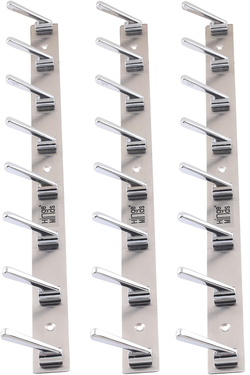 HingeMinds Stainless Steel Cloth Hanger for Wall, Clothes Hook Hangers Door Mounted, Bathroom Hooks for Hanging Towel, Wall Mount Shirt Hangers, Dress Holder Hooks - 8 Pin, Pack of 3, Silver (B0CY6QCSRX) Amazon Price History, Amazon Price Tracker