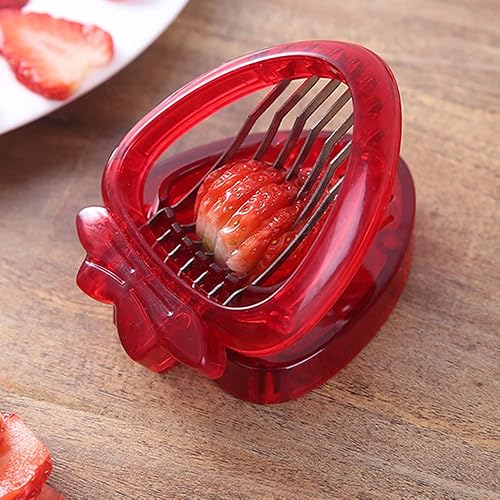 Miniatura 6 de Juego de 2 cortadores de fresas de acero inoxidable, juego de cortador de frutas para tazas de postre, decoración de soporte para pasteles,