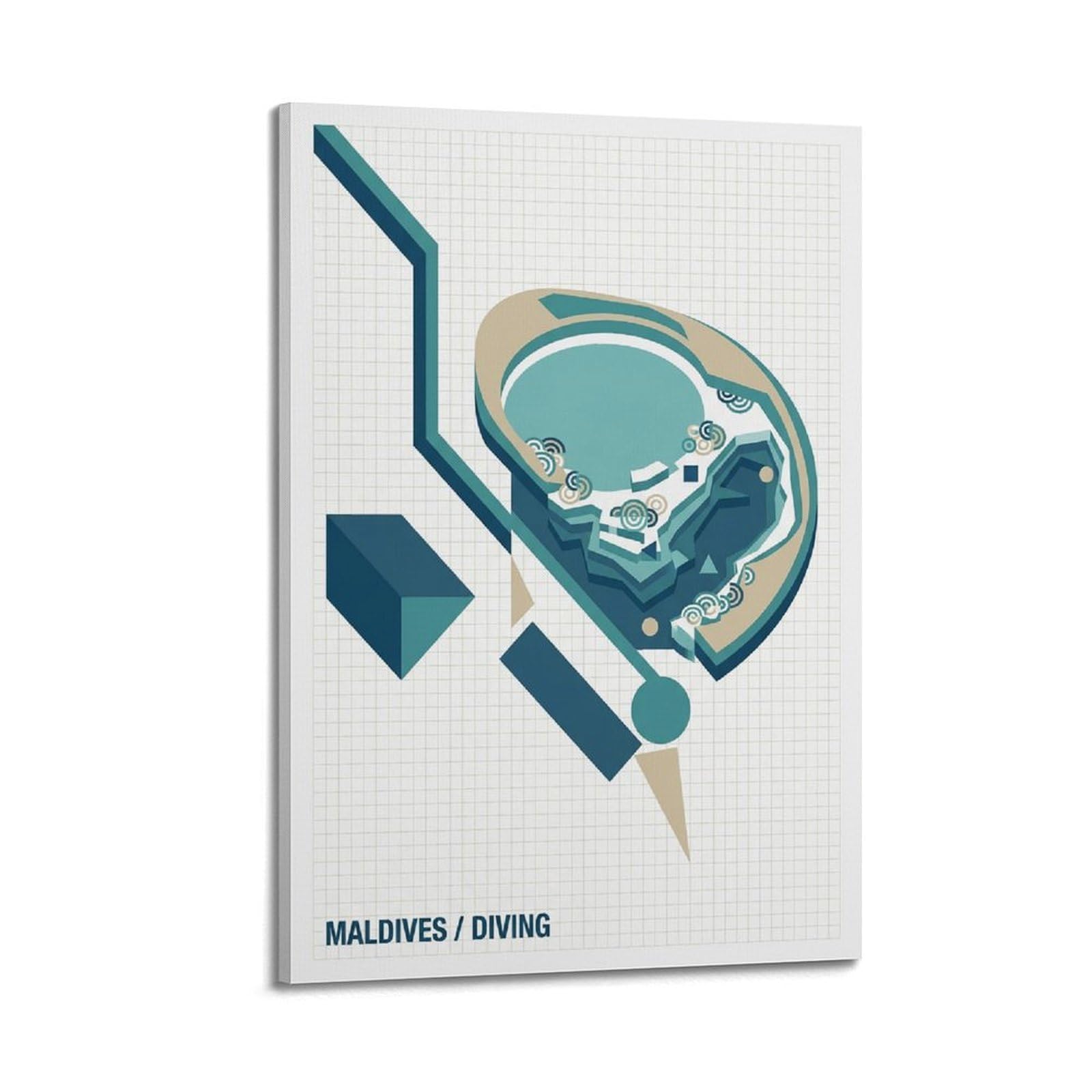 XKUGA Modern Bauhaus Tropical Maldives Diving Sport Travel Poster Modern Decorative Canvas Prints - Ideal Wall Art for Family, Man Cave, Game Room, Boys & Girls Bedroom 20x30inch(50x75cm)