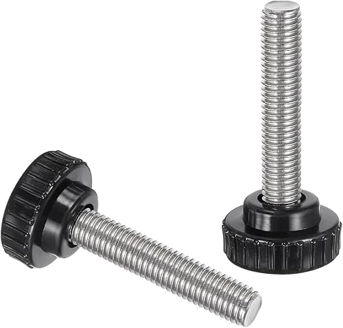 Miniatura 123 de uxcell Perillas de sujeción moleteadas M6 x 1.969 in métricas chapadas en zinc de acero al carbono rosca macho tornillo de pulgar en tipo 0.787 in