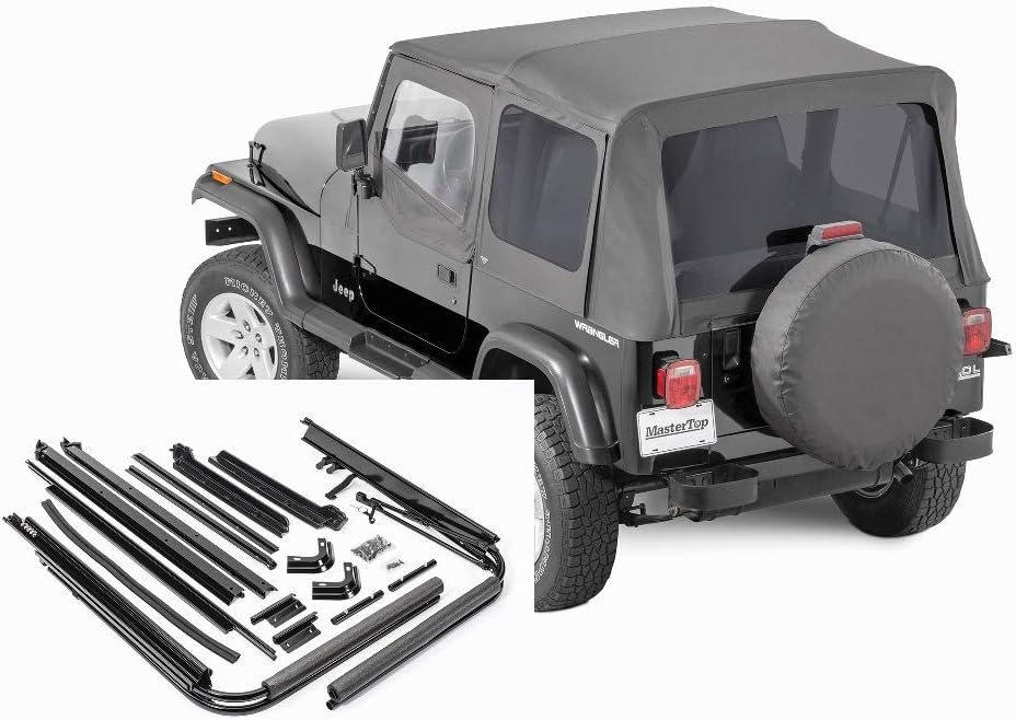 MasterTop Complete Soft Top Replacement Kit in Black Diamond Sail Cloth Fabric Fits
