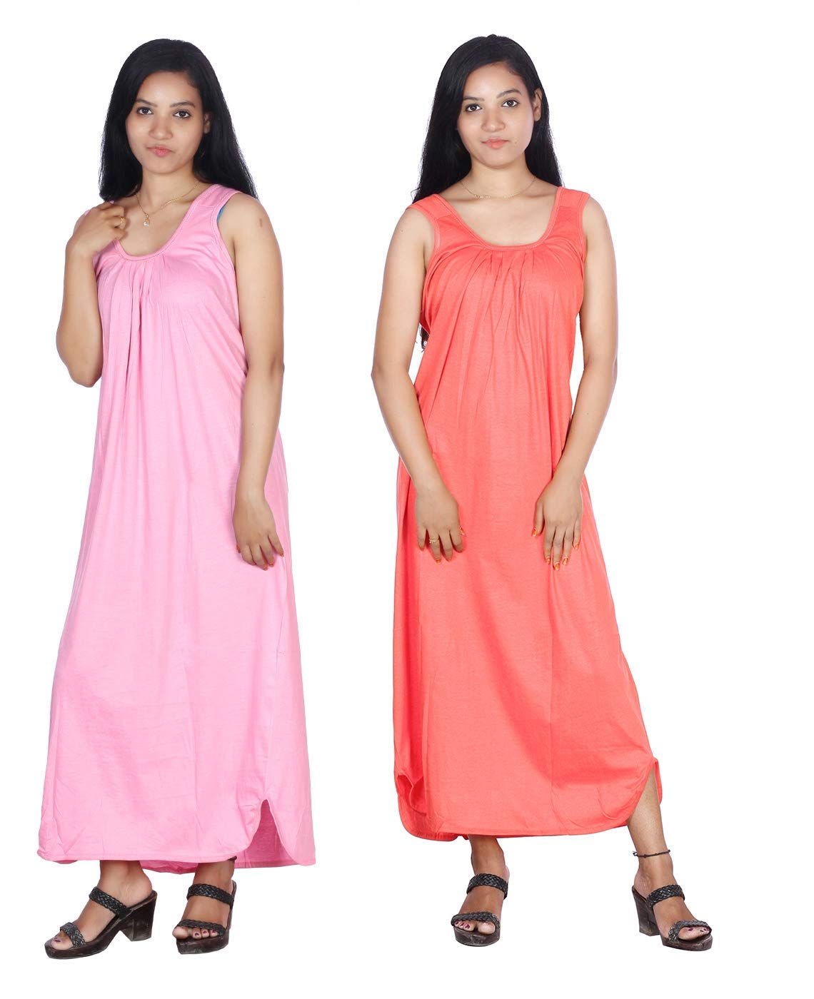 Rylie Women's Cotton Fabric Long Nighty Slip/Chemise - Full Length Camisole for Women - Plus Size Nighty - Kurti Slip