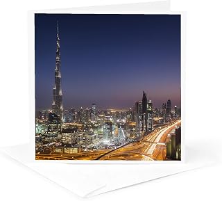 Greeting Card - UAE, Downtown Dubai. Elevated view over Sheikh Zayed Road. - Dubai
