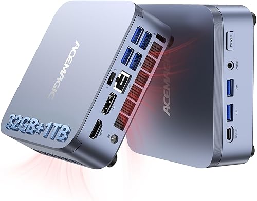 ACEMAGIC M5 Mini PC Windows 11 Pro, Intel Core 14500HX 32GB DDR4 1TB SSD Mini Computers(Beat i9-13900HK/R9 6900HX), NVMe PCIe4.0/USB3.2/Type-C/BT5.2/WiFi6/for Business Office Home Desktop PC 55W