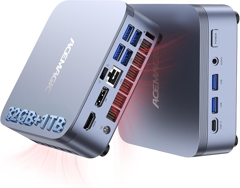 M5 Mini PC Windows 11 Pro Intel Core 14500HX Mini Computers 32GB RAM 1TB SSD, 55W HX-Class Processor 4.9GHz Mini PCTriple 4K HDMI/DP, WiFi 6, Micro Desktop PC for Home Office Business