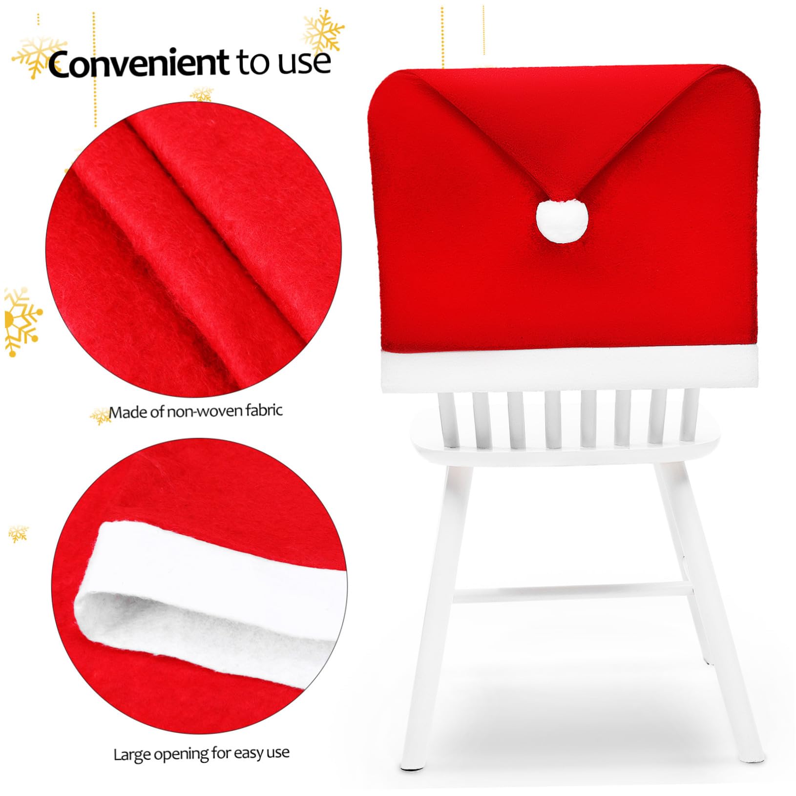 10 Piezas Pack Fundas para Sillas de Comedor Navideñas Rojas Diseño Gorro de Navidad para Decoración Festiva Hogar