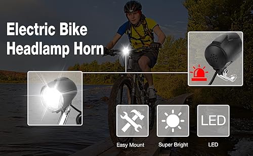 Miniatura 2 de Luz Ebike de 48 V, 2 en 1, luz delantera de bicicleta, bocina de lámpara LED para bicicleta eléctrica E de 6 V, luz LED para Bafang 48 voltios, luz