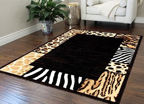 Miniatura 3 de Alfombra con diseño de animales Skinz 73, color negro (5 pies x 7 pies)