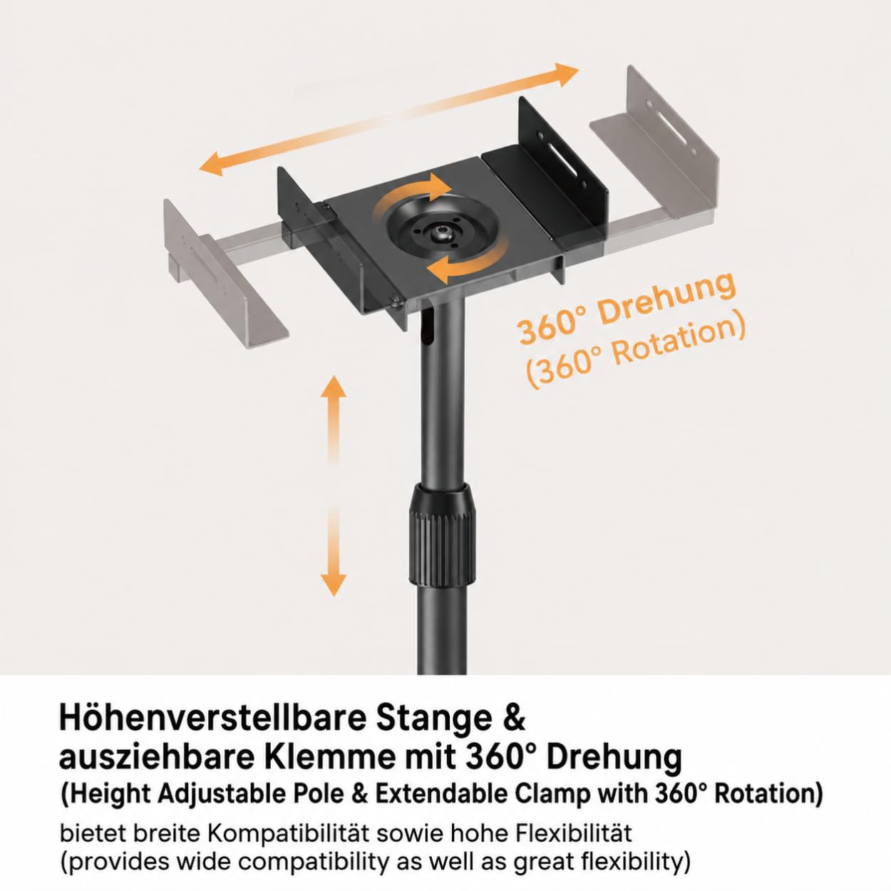 ARLI Lautsprecherständer 2er Set höhenverstellbar Boxenständer 85-112 cm drehbar neigbar schwenkbar Kabelmanagement Lautsprecher Ständer für Regallautsprecher Heimkino bis 5 kg Schwarz Paar