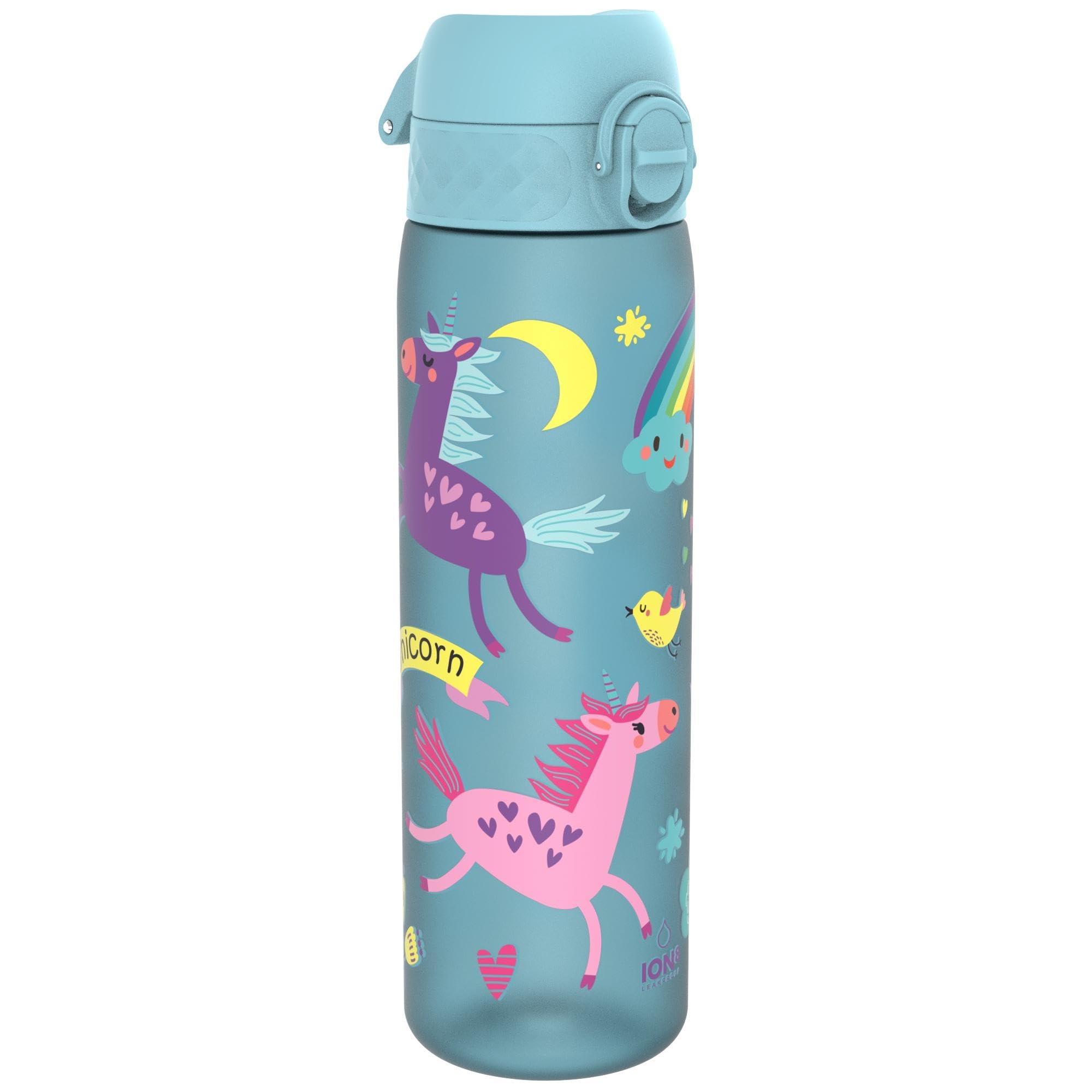 Ion8 Water Bottle, 500ml/18oz, Slim Leak Proof & BPA-Free Drinking Bottle, Secure Lock Prevents Spills, Dishwasher Safe