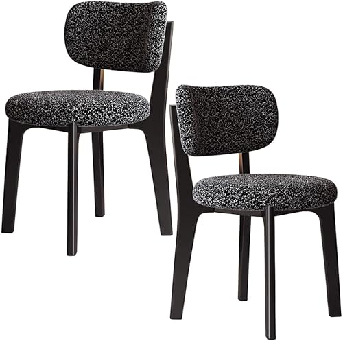 YVYKFZD Solid Wood Dining Chairs, Fabric Dining Room Chair Set of 2/4/6, Upholstered Kitchen Chairs with Curved Backrest, Armless Living Room Chair,