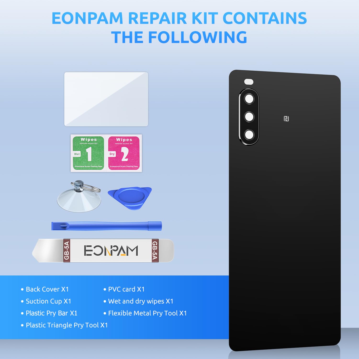 Sony Xperia 10 III Rückseite Reparatur-Kit – Ersatz-Glasabdeckung In Weiß Mit Kleber & Werkzeug, Inkl. Montageanleitung