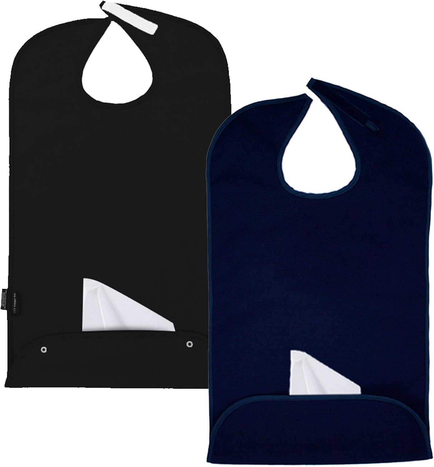 Classy Pal | Adult Bibs for Men & Women Senior Citizens | Adults Clothing Protector for Eating, Crafting, Cooking | Reusable, Washable (Navy + Black x 2pk) : Health & Household