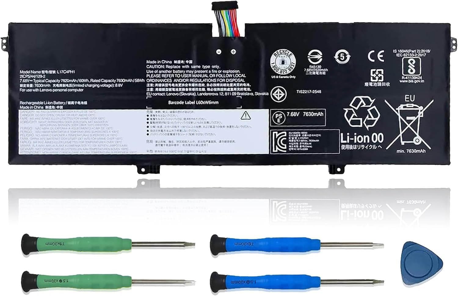 L17C4PH1 Laptop Battery Compatible with Lenovo Yoga C930-13IKB Yoga C930-13IKB Glass Series Notebook L17M4PH1 5B10Q82426 5B10Q82425 7.68V 60Wh 7820mAh