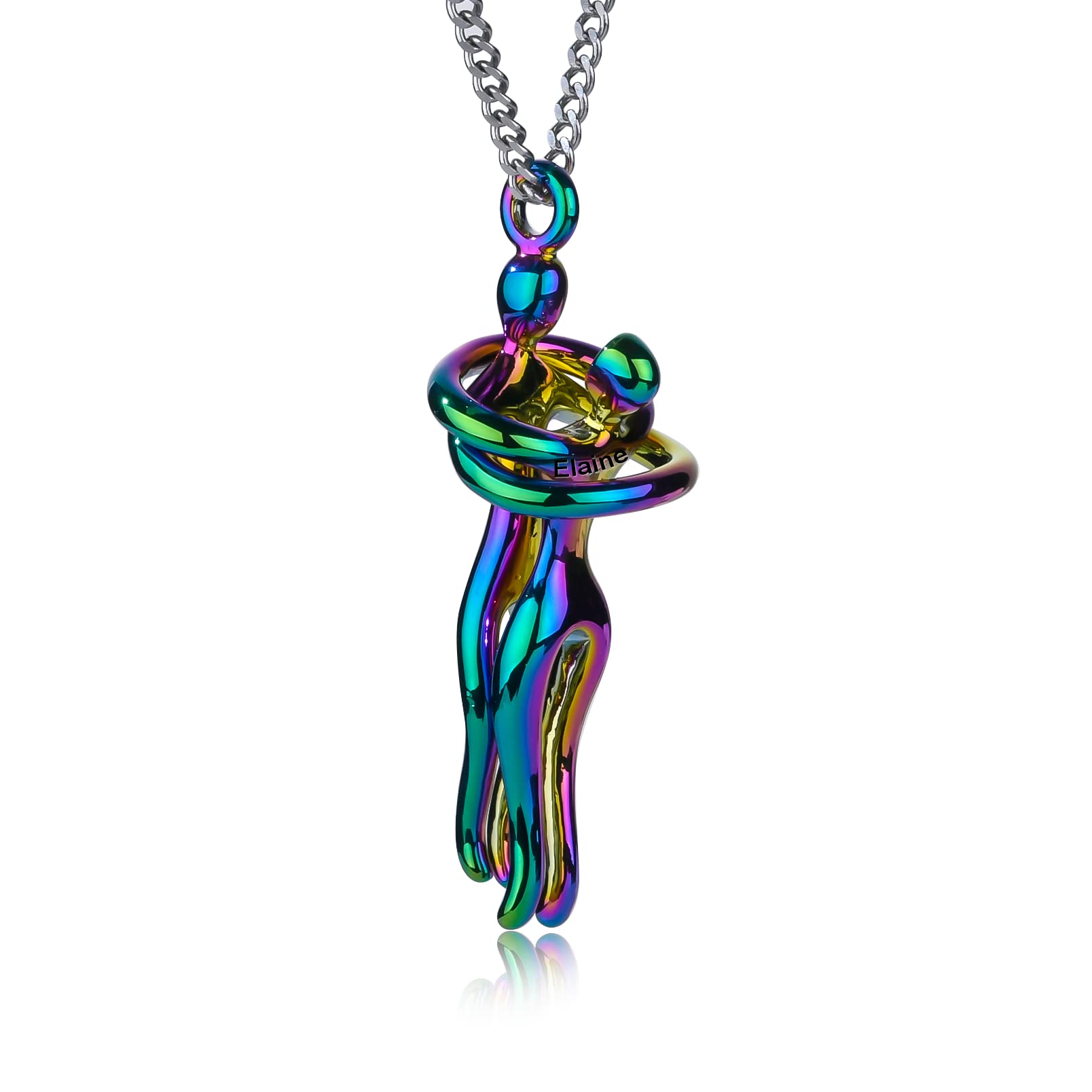 Seecoco Affectionate Hug Necklace for Couples Valentine's Day Necklace for Boyfriend Girlsfriend Hugging Pendant Couple Necklace Embrace Necklace for