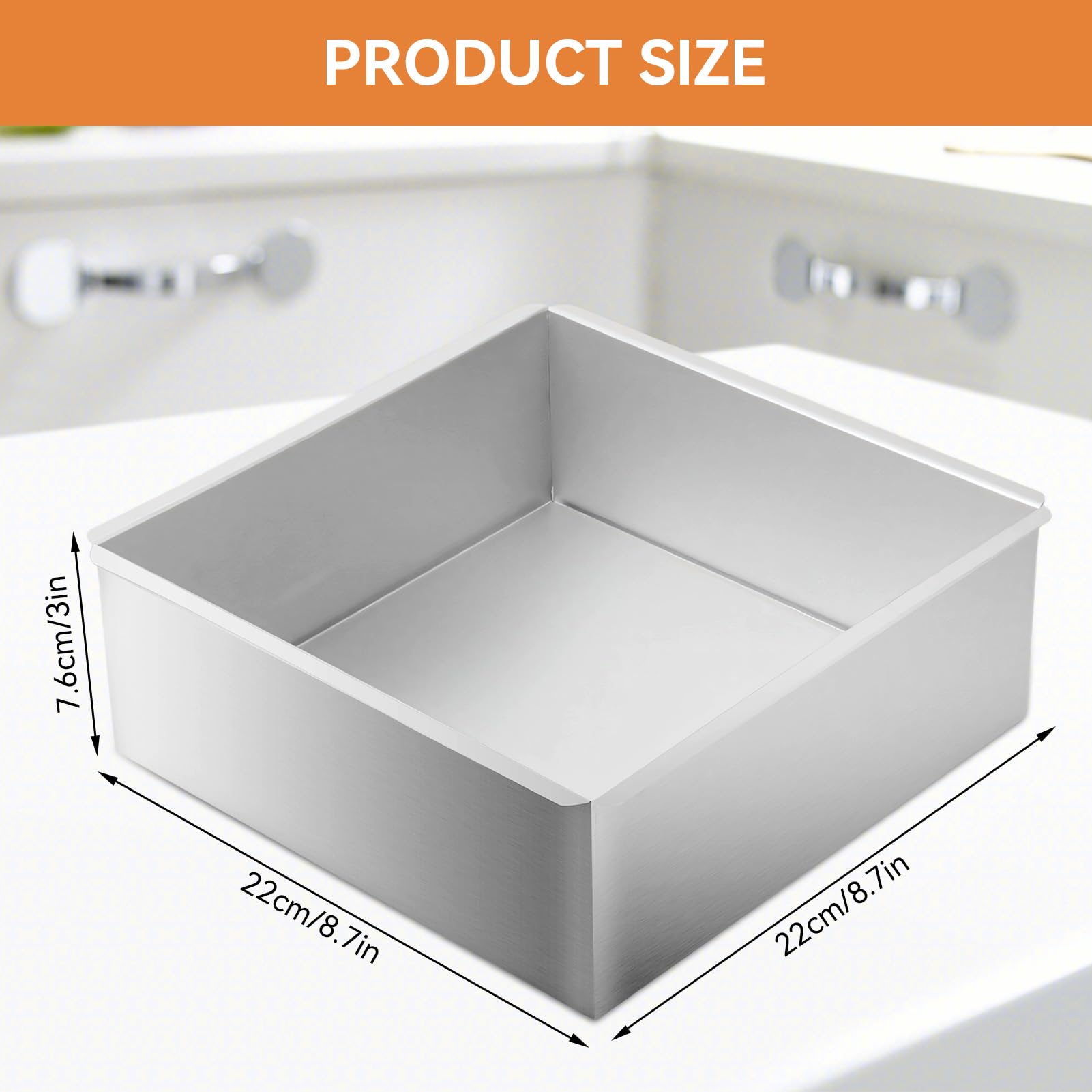 Square Cake Pan,Anodized Aluminum Square Cheesecake Pan with Removable Bottom,8.7inch Bakeware Square Cake Pan