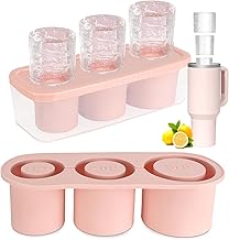 Farerkass Bacs à Glaçons en Silicone avec Couvercle, Bac à Glace Triple pour Tumbler 40 Oz, Grands Moules à Glaçons, Moule à Glaçons pour Tasse Stanley pour Whisky, Cocktails et Boissons Fraîches