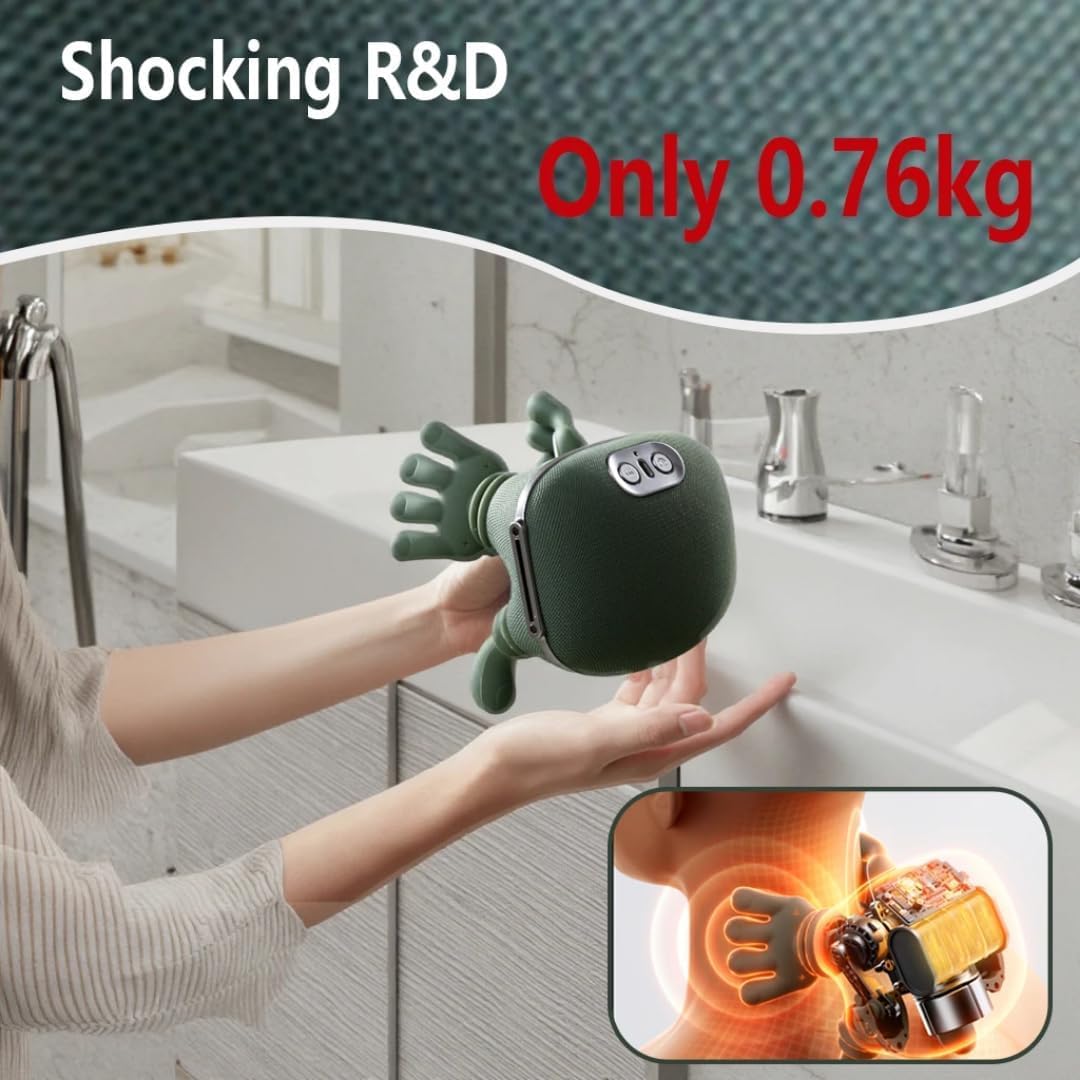 Masseur chauffant bionique, masseur Shiatsu portable sans fil pour le cou et le dos, massage électrique des tissus profonds 4D, design simulé de la main humaine pour soulager la douleur et