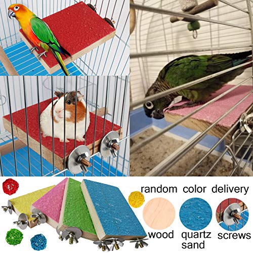 Image of Hamiledyi Bird Perch Stand, 12PCS Wood Parrot Perch Stand Platform, Paw Grinding Rough-surfaced Parakeet Cage Accessories Exercise Toy for Budgies Conure Cockatiel Hamster (Random Color)