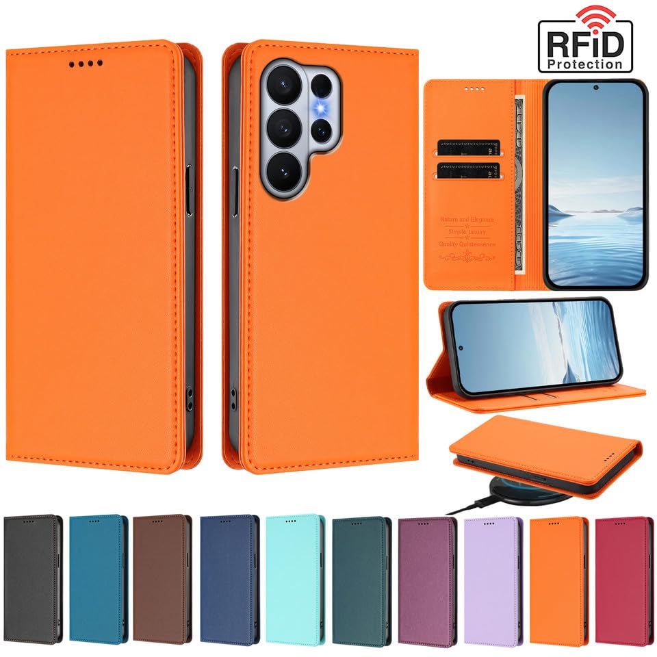 Étui Galaxy S21 FE orange anti-choc protégeant l'écran grâce au clapet magnétique robuste - 2